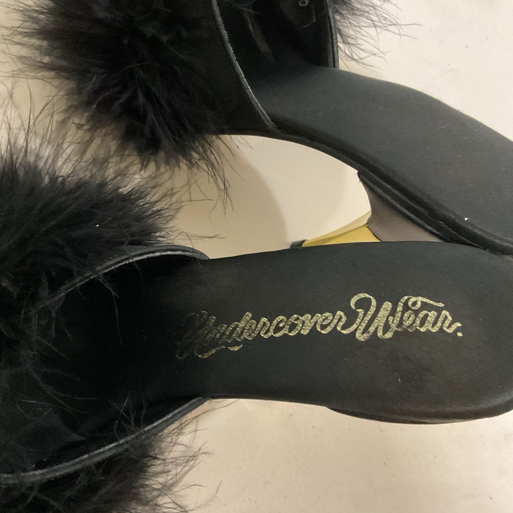 Undercover Wear Black Marabou Feather High Heels Size 6 - Picture 7 of 7